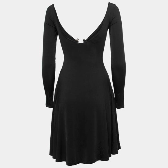 Just Cavalli Black Jersey U-Ring Ruched Detail Mini Dress - Picture 5 of 7